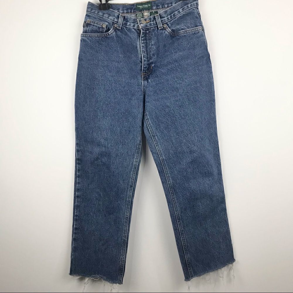 Lauren Jeans Co. Ralph Lauren Frayed Hem High Rise Crop Jeans